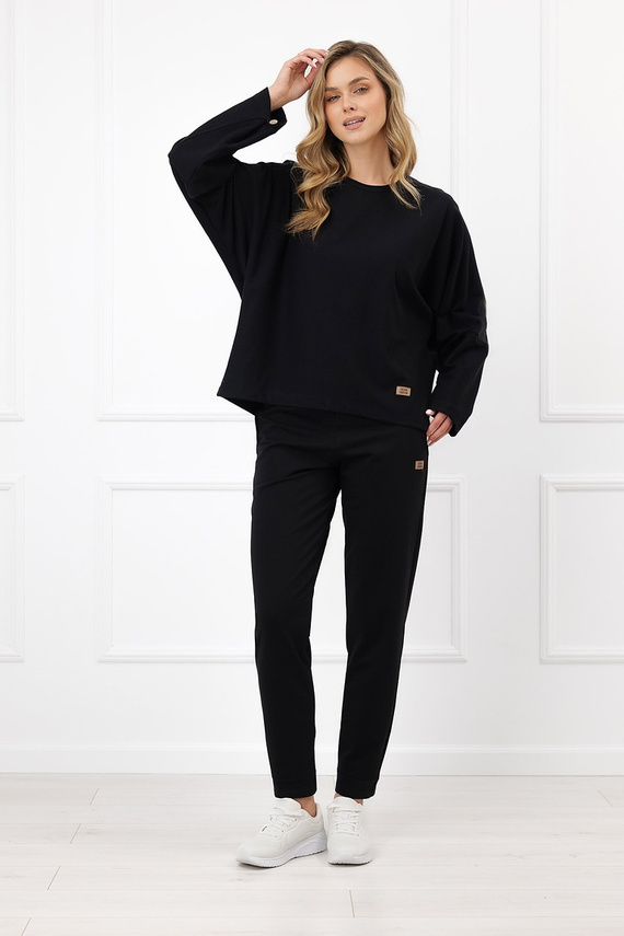 Жіноча кофта Italian Fashion Manta oversize з довгим рукавом та ґудзиками basic – чорна