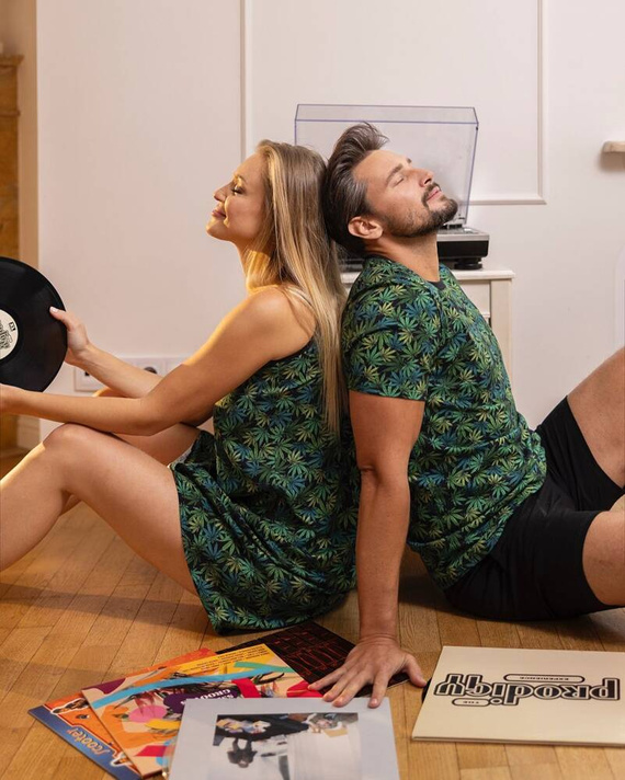 Чоловіча піжама Chill короткий рукав Italian Fashion - принт/чорний