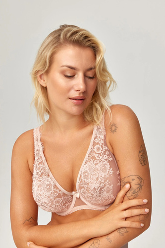 Бюстгальтер Skarlet Azal Soft Bralette з кісточками, мереживний, для декольте, бежевий