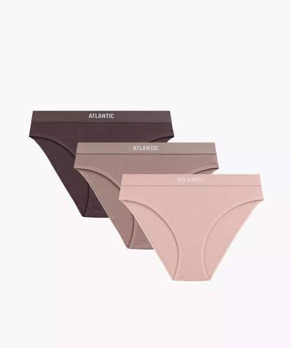 Atlantic 3CLP-012/Z26 Sport жіночі бавовняні трусики 3-pack з широкою гумкою рожево-світло-коричневі