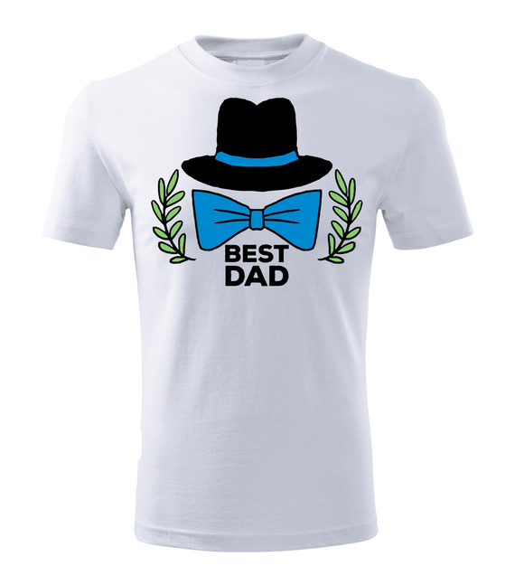 Футболка чоловіча SKU M22 "Best dad z kapeluszem i muszką" Moocha, - білий