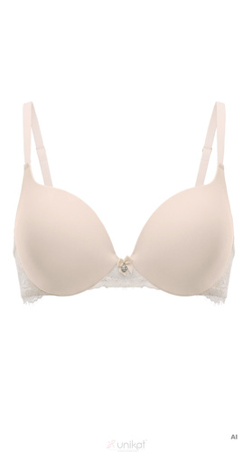Unikat Zelia Push Up бюстгальтер бежевий гладкий з мереживом і кісточками