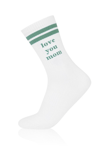 Жіночі шкарпетки Italian Fashion S198D Love You Mom білі, півфротте