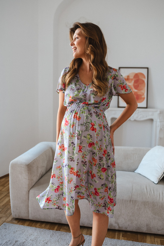 Lovely Dress Midi Milk&Love сукня для вагітних та годування блакитна в фрукти