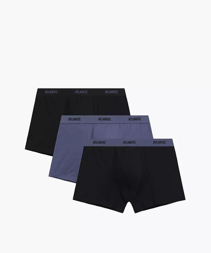 Чоловічі боксерки Atlantic 3MH-0111 A3 3-pack чорний-денім, 95% бавовна, приталені