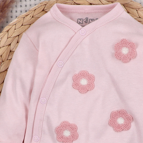 Боді на запах NINI Little Flowers 100% органічна бавовна, світло-рожевий ABN-5754/JRO