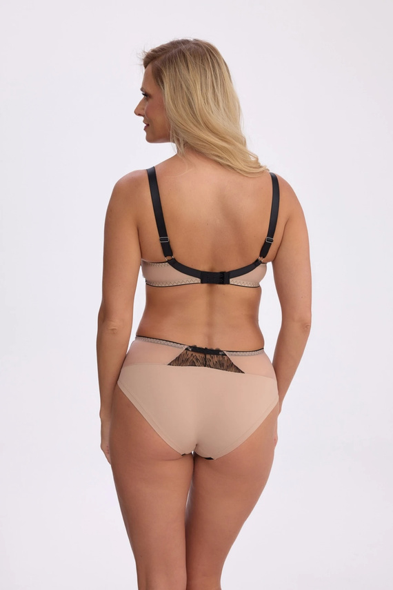 Бюстгальтер Gaia BS 1377 Isabela semi soft чорний з бежевим, вишитий, з кісточками