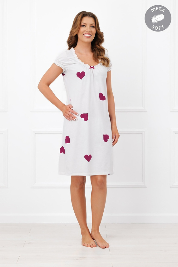 Italian Fashion Soul Сорочка для годування Mega Soft екрю з сердечками, короткий рукав