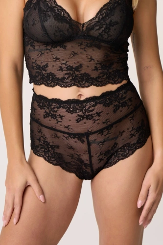 Жіночі трусики Babell Night Whisper чорні мереживні з високою посадкою