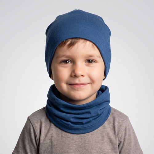 229130 Nicol Дитяча двошарова шапка Merino 100% вовна – морська