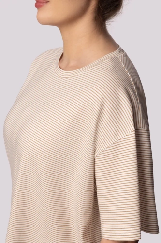 Піжама жіноча Stripe shortsleeve Mona,- екрю