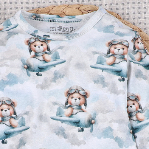 NINI ABN-5746/JSZ боді для немовлят 100% бамбук Baby Bear Pilot з кнопками