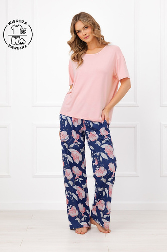 Піжама жіноча Italian Fashion Ardizja довга, віскоза, бавовна, квіти