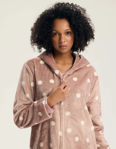 Henderson Ladies Grimma 45428 Жіночий халат з капюшоном на блискавці, колір mauve