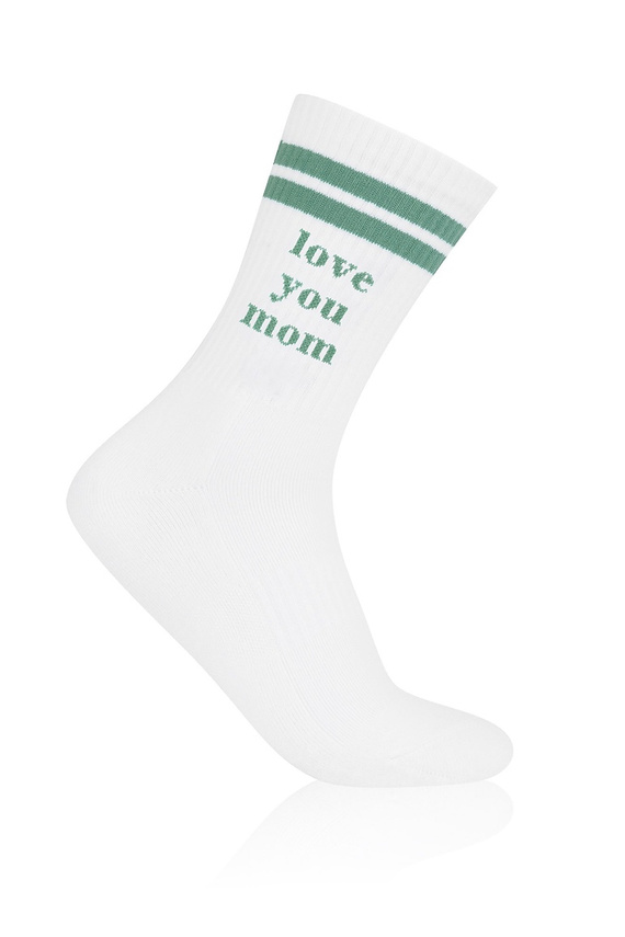 Жіночі шкарпетки Italian Fashion S198D Love You Mom білі, півфротте